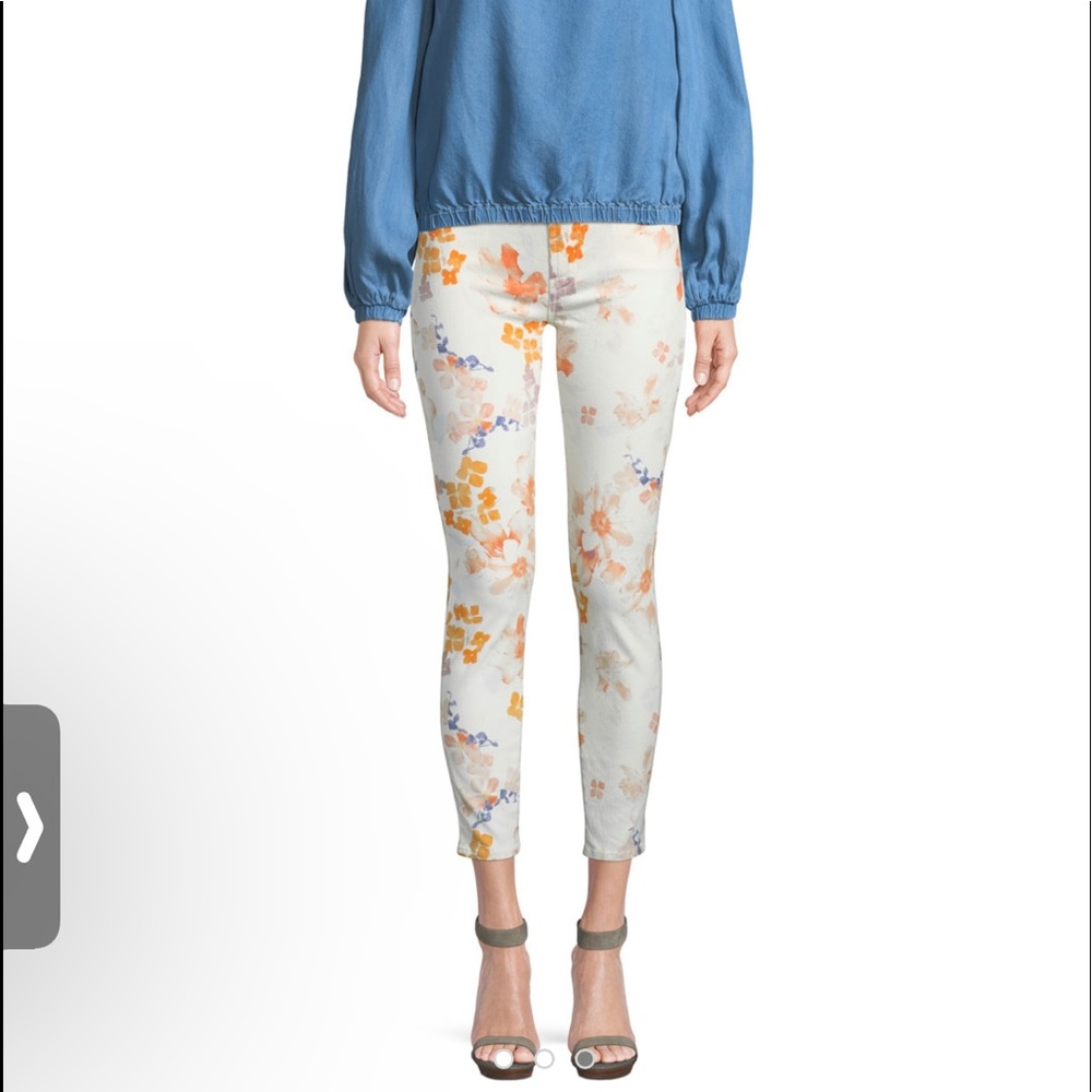 7 For All Mankind Floral Print Ankle Skinny Jeans